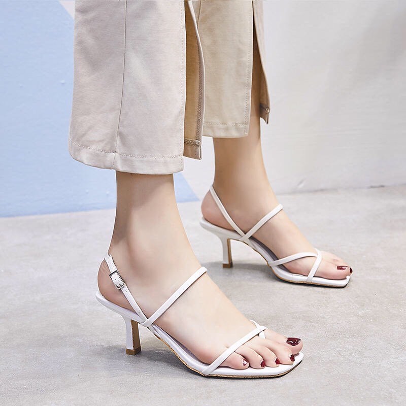 Giày Sandal Nữ Cao Gót nhọn 7p Quai mảnh Xỏ Ngón ( kèm ảnh thật)