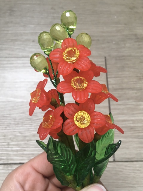 Bụi hoa mini 2 nhánh 10 bông cao 16cm
