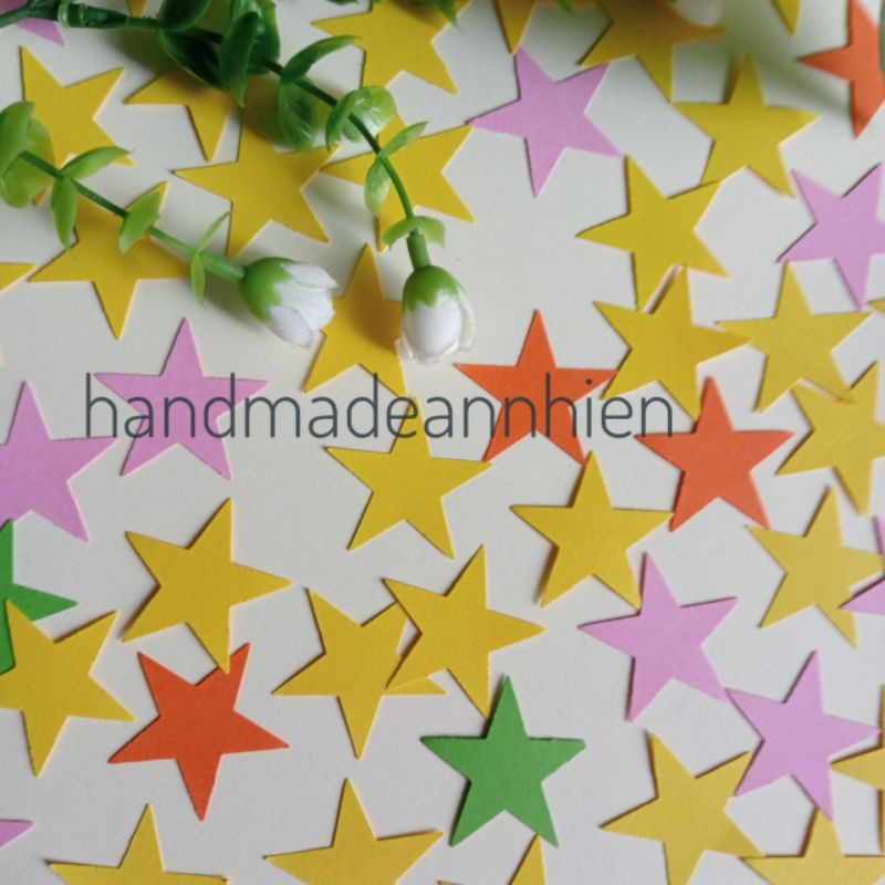40 hình NGÔI SAO, size 3.1cm, bằng giấy màu - hình trang trí thiệp, bưu thiếp, bao lì xì, phong thư, lớp học, mầm non