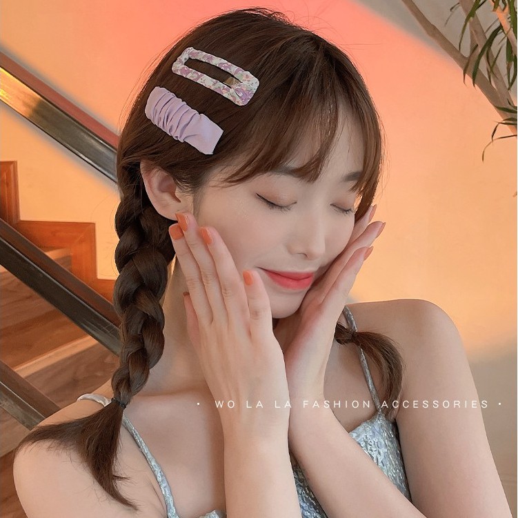 Kẹp Tóc Họa Tiết Hoa Màu Trơn Ngọt Ngào Thời Trang Mới 2021