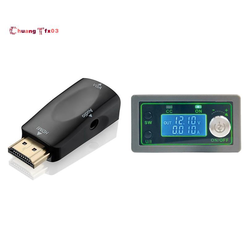 1080P HDMI Male to VGA Female Adapter with 3.5mm Jack Audio Video Converter with DC Buck Converter CC CV Power ule