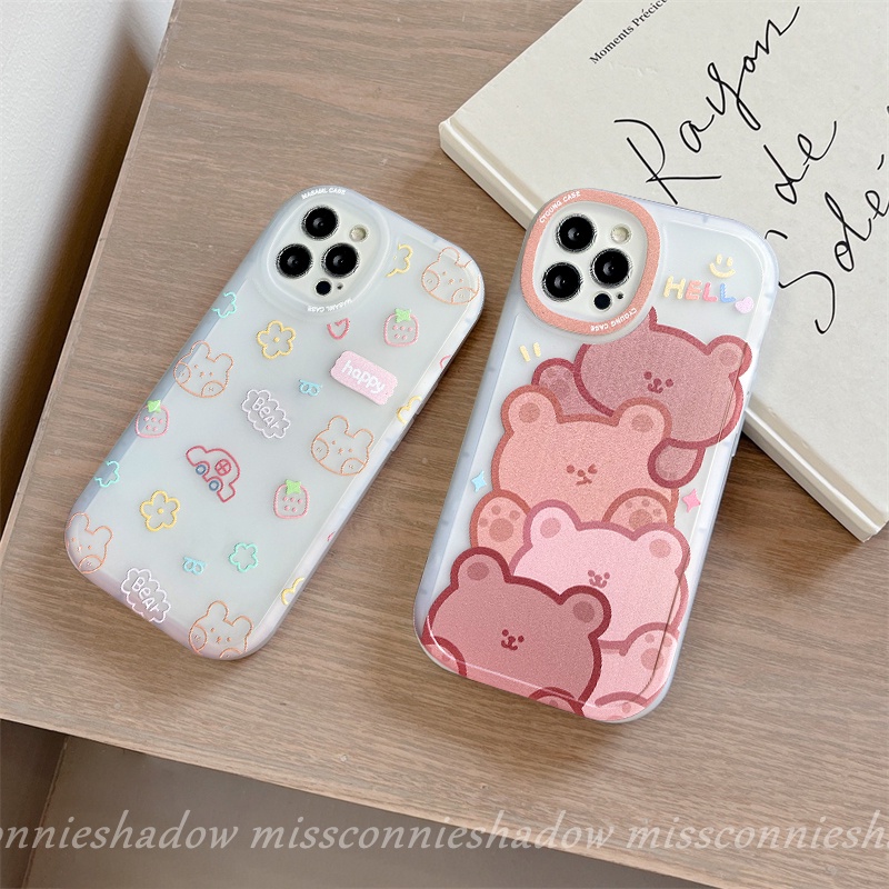 MissConnie Ốp Điện Thoại TPU Mềm Hình Gấu/Thỏ/Hoa/Quả Dâu Bảo Vệ Camera Cho iPhone 7 8 Plus XR X XS Max 11 12 13 Pro Max SE 2020
