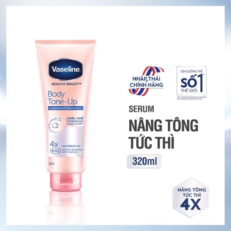 Tinh Chất Dưỡng Thể Vaseline 4x Body Tone Up Nâng Tông Tức Thì 320ml