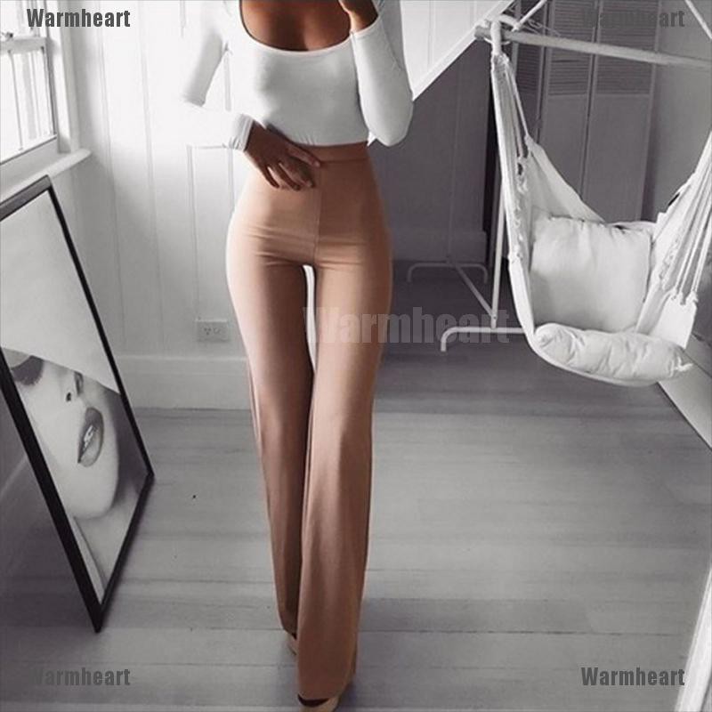 [Mã FAXANH55 giảm 10K đơn 50K] Quần dài ống loe eo cao màu trơn thời trang nữ sành điệu | BigBuy360 - bigbuy360.vn