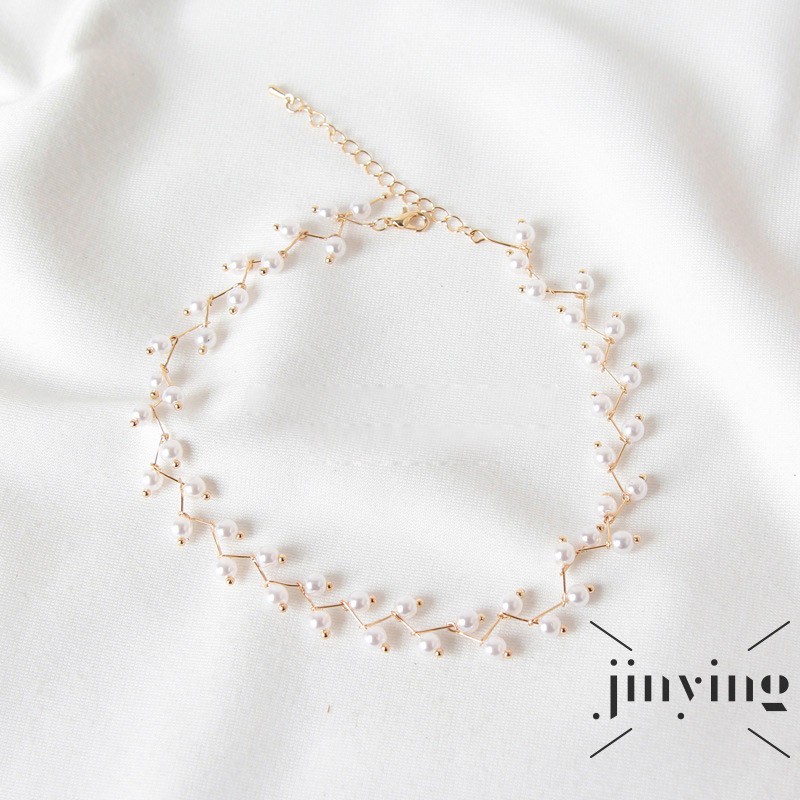 Vòng cổ choker GETNOIVAS đính hạt ngọc trai giả sang trọng cho cô dâu/ đám cưới