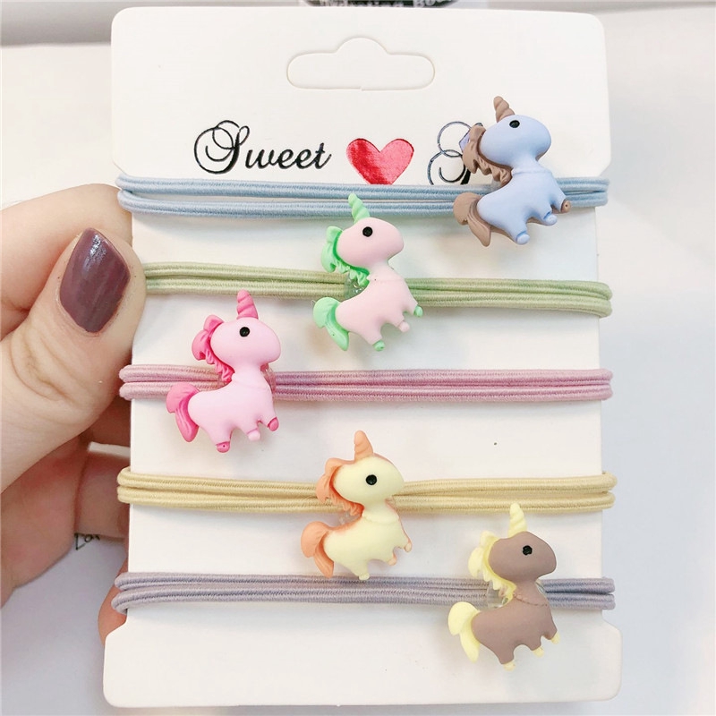 Cartoon Resin Unicorn Rubber Band Rope Nhật Bản và Hàn Quốc nhỏ tươi ISN cao đàn hồi chuông tóc Phụ kiện Bán buôn Phụ nữ