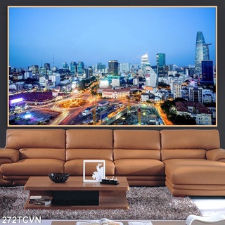Tranh canvas Sài Gòn về đêm - kèm khung