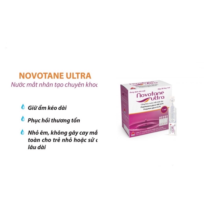 ✅ NOVOTANE ULTRA - Nước mắt nhân tạo cho mắt khô, làm việc máy tính, thương tổn hộp 5ml, tép 1ml x 5 ống