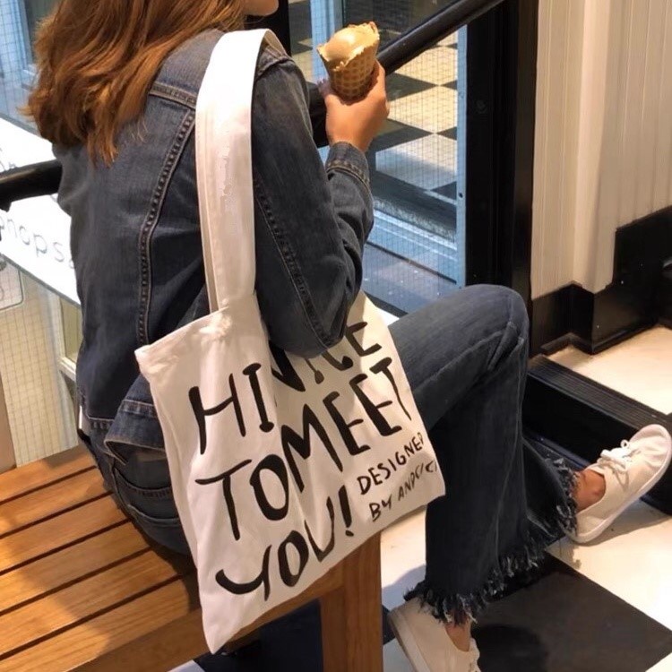 Túi tote vải canvas cao cấp dày dặn đeo vai đựng đồ đi học đi chơi