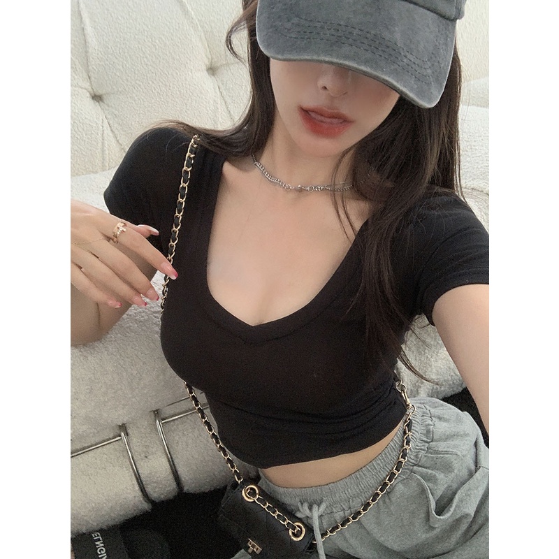 Áo Thun Tay Ngắn Dáng Ôm Màu Trắng Phong Cách Âu Mỹ Thời Trang Mùa Hè Cho Nữ