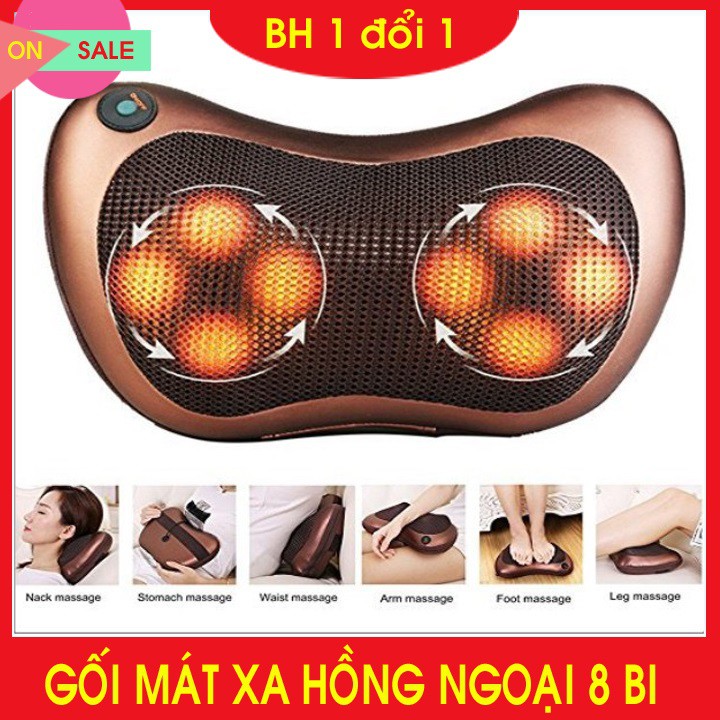 Gối mát-xa hồng ngoại Massage Pillow (Nâu)