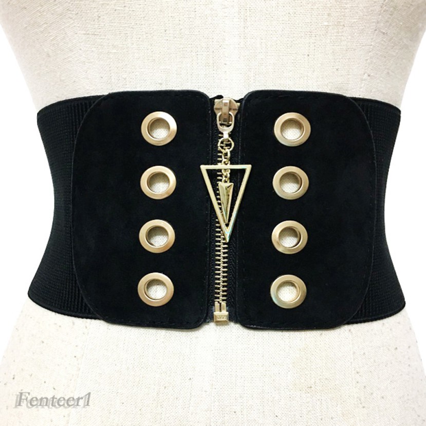 Dây lưng bản rộng có lỗ thoáng khí đàn hồi thiết kế thanh lịch cho nữ