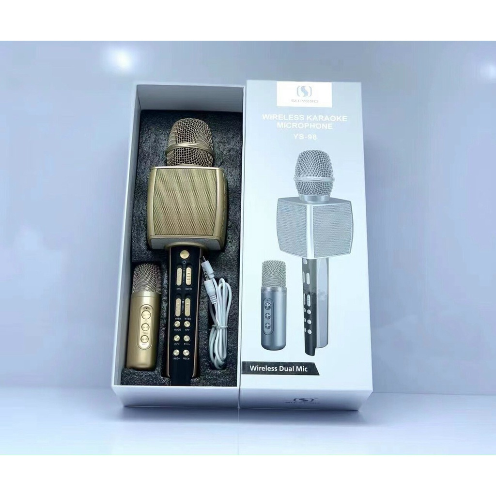 Bộ 2 micro karaoke song ca Su-Yosd YS-98 hàng xịn âm bass chuẩn, micro không dây bluetooth hát karaoke trên điện thoại