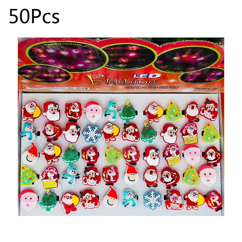 Set 50 Nhẫn Silicon Mềm Phát Sáng Hình Ông Già Noel