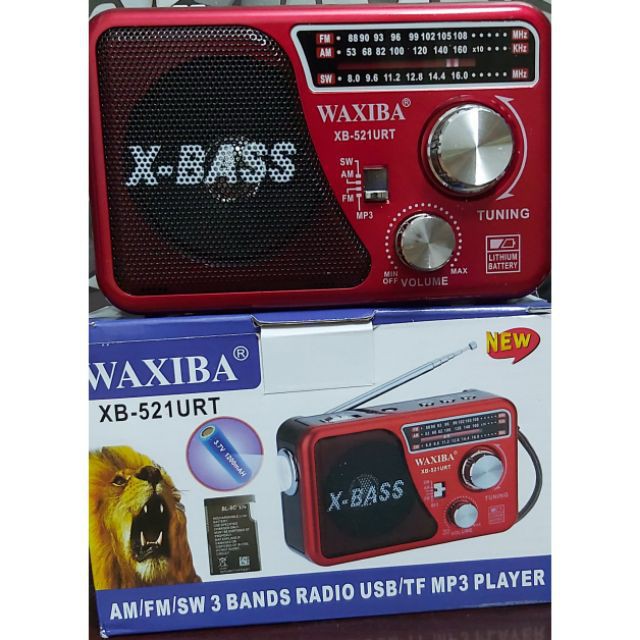 Máy nghe nhạc kiêm đài Radio FM Waxiba XB-521URT- Đài FM 521 có hỗ trợ thẻ nhớ TF và USB có đèn pin