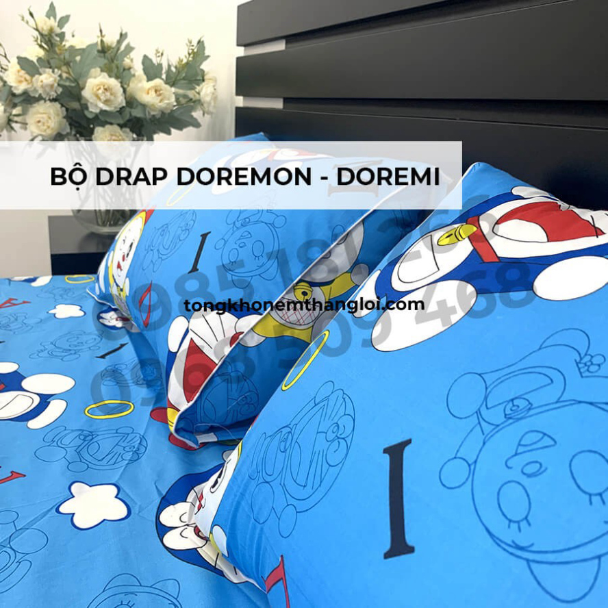 Doremon vs Doremi - Bộ Drap Cotton 4 món Thắng Lợi Chính Hãng