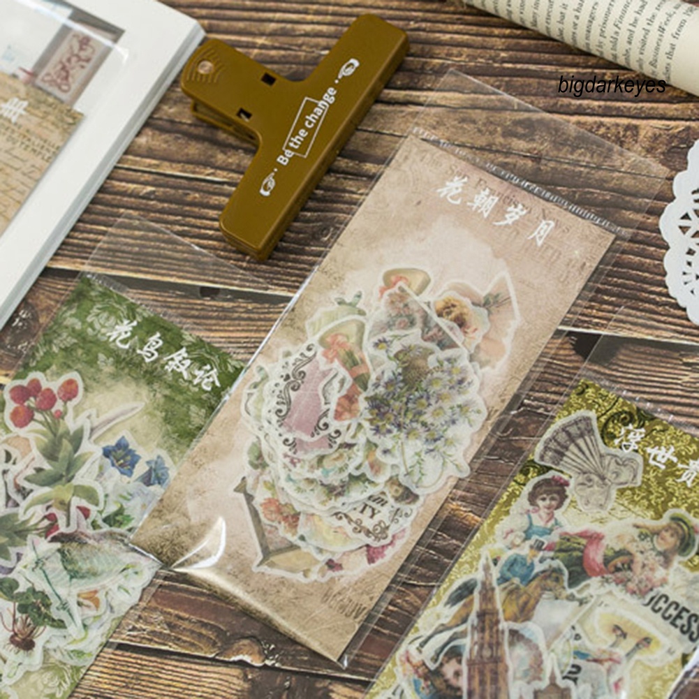 Set 60 Miếng Dán Trang Trí Sổ Tay Phong Cách Vintage Độc Đáo