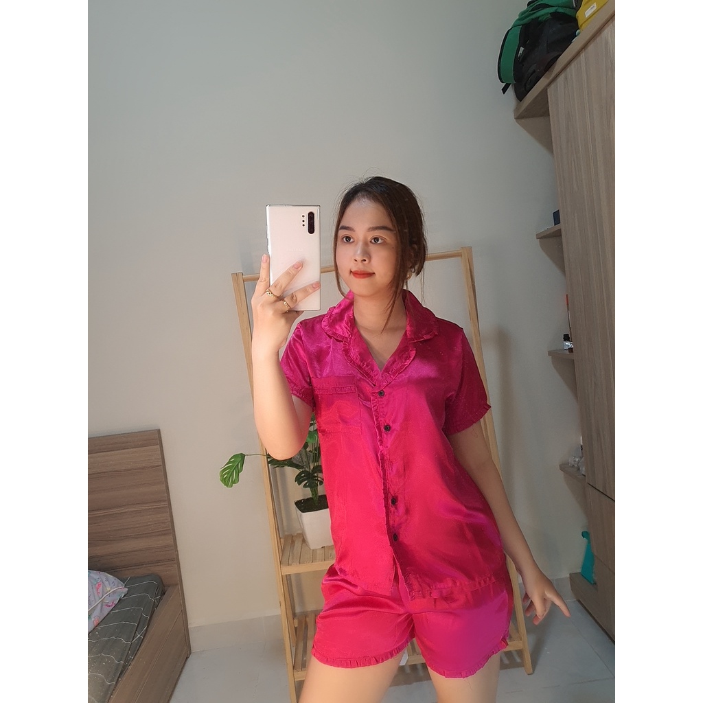 Đồ ngủ Pijama Phi viền Bèo Form đùi - size 45-60kg