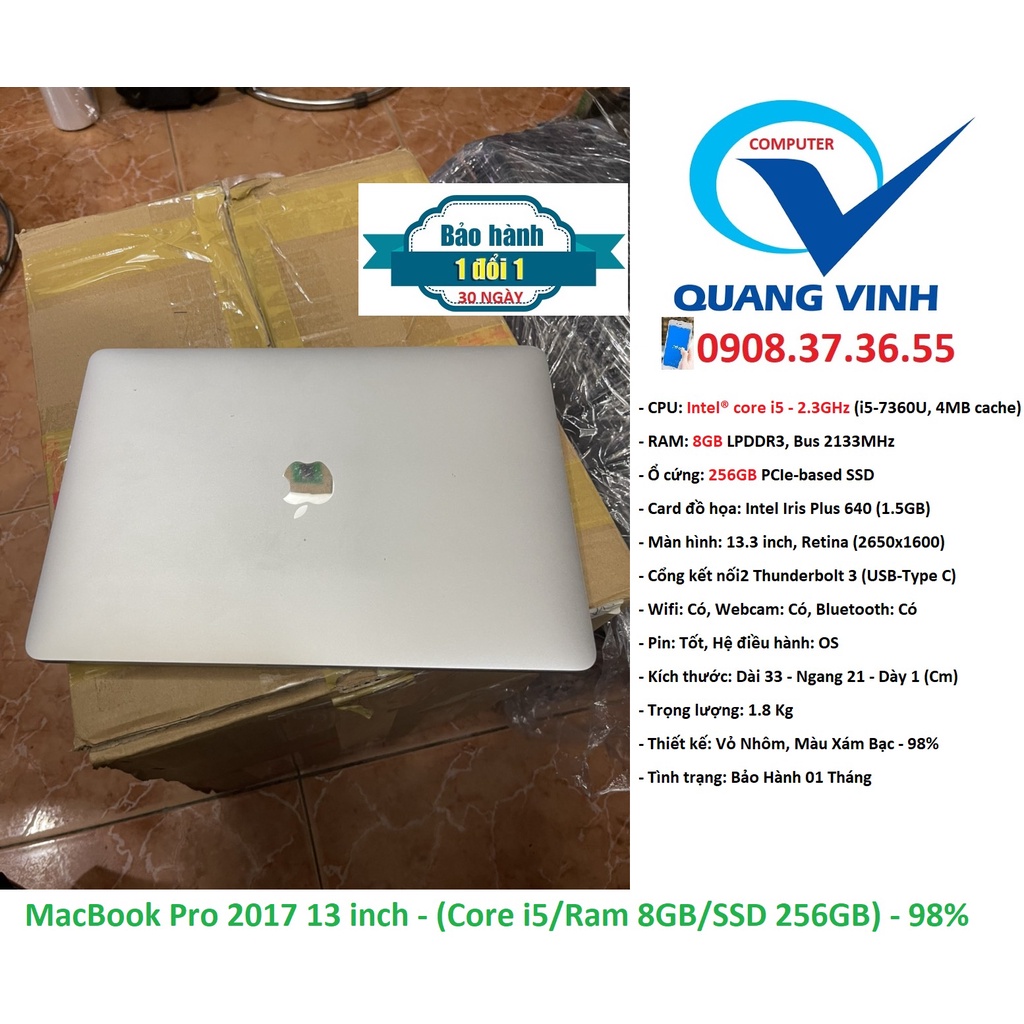 [HCM]Laptop MacBook Pro 2017/ Core i5 -7360/ Ram 8GB/ SSD 256GB/ Lcd 13inch (Mới 98%) | BigBuy360 - bigbuy360.vn