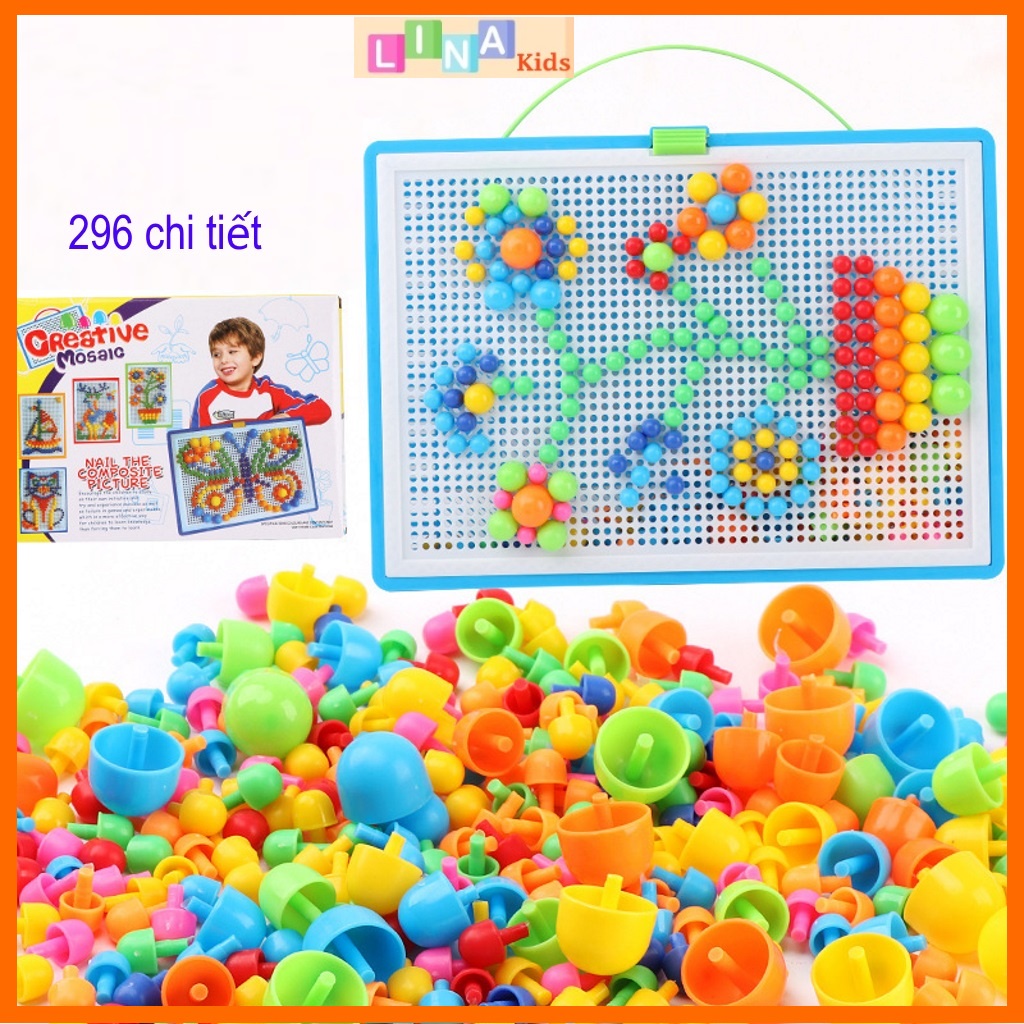 Đồ chơi cắm nấm 296 chi tiết, đồ chơi xếp hình nấm 296 chi tiết cho bé