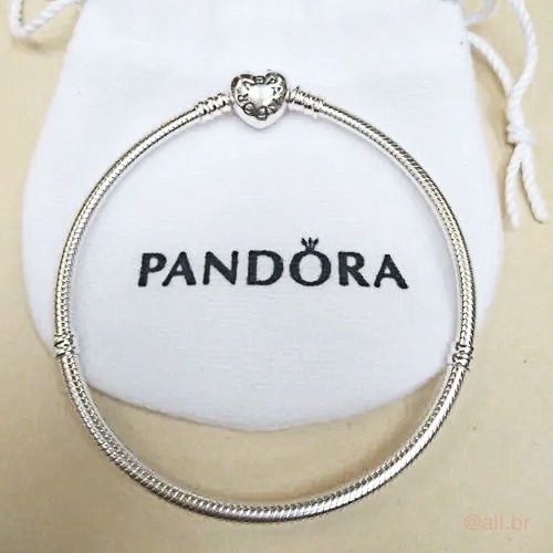 Pandora Vòng Tay Mạ Bạc 925 Đính Trái Tim Xinh Xắn