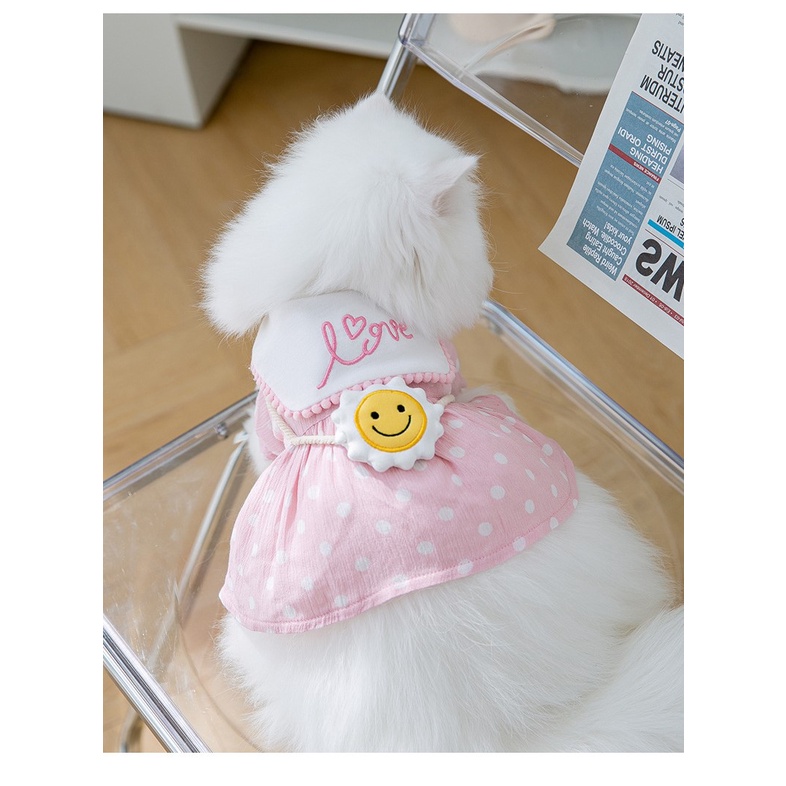 váy đầm tiểu thư chấm bi cho chó mèo