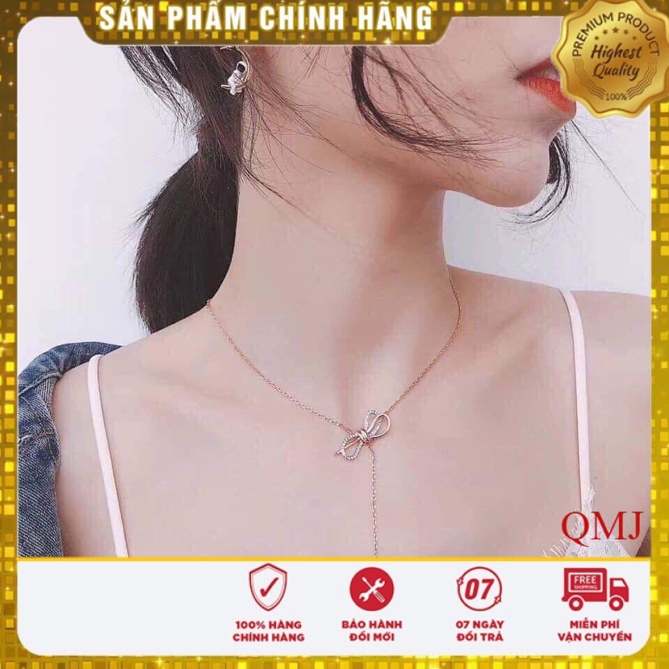 DÂY CHUYỀN NỮ BẠC TA - DÂY CHUYỀN NƠ - Dây chuyền QMJ cam kết Bạc Chuẩn, sáng đẹp, chất lượng