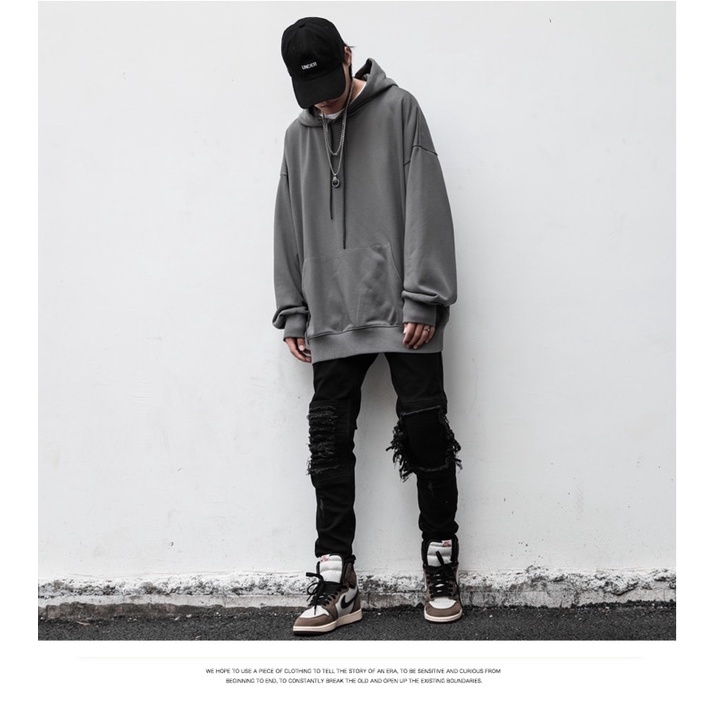 ÁO HOODIE XÁM TRƠN UNISEX NAM VÀ NỮ ( hình chụp thật )