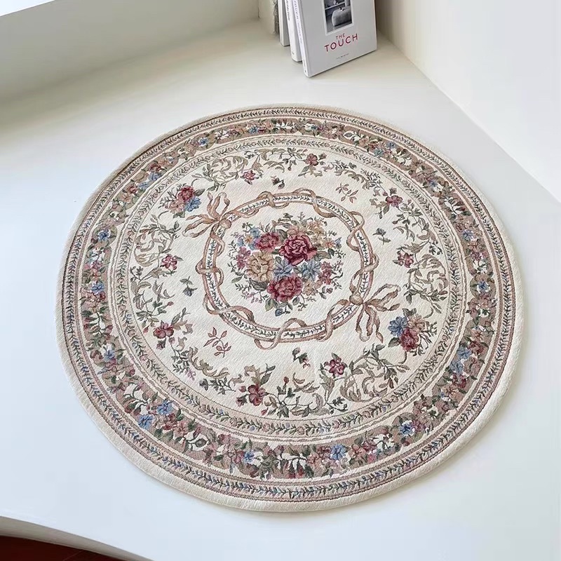 Thảm trải sàn hoa văn Âu cổ, thảm tròn lót bàn ghế - Décor nhà Sò