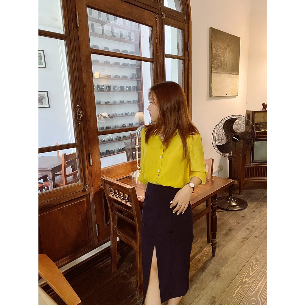 Áo sơ mi nữ công sở basic cổ đức lộ cúc Larosa Harriet