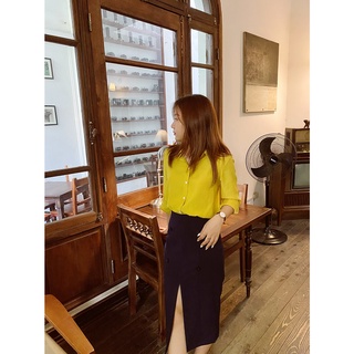 Áo sơ mi nữ công sở basic cổ đức lộ cúc Larosa Harriet