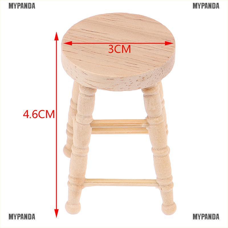 Ghế đẩu đồ chơi mini bằng gỗ dành cho trang trí nhà búp bê tỉ lệ 1/12