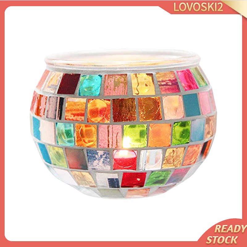 Romantic Mosaic Glass Candle Holder Votive Candlestick Centerpiece Wedding