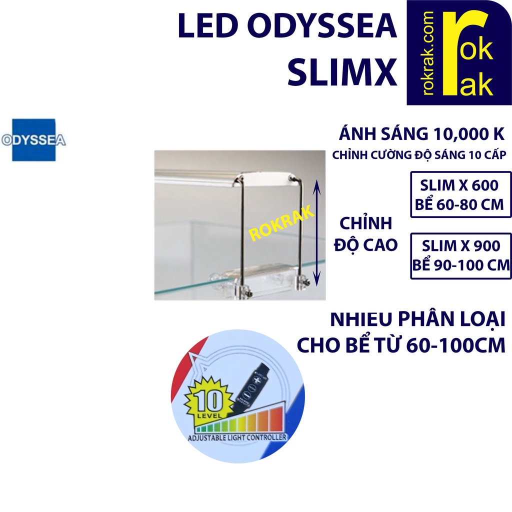 Đèn led ODYSSEA SLIM X 600 900 ánh sáng 10000k cho hồ cá 60-100 cm