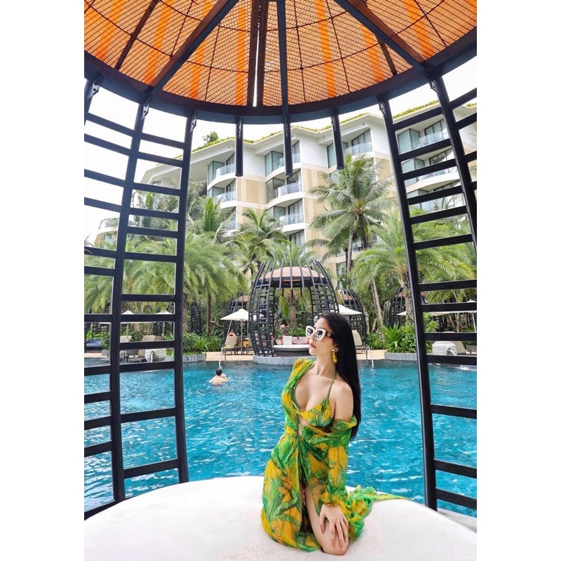 set bikini kèm choàng màu xanh đi biển du lịch siêu rẻ siêu hot trend ,đồ du lịch,áo tắm ,áo tắm đi biển,maxi ,resort | BigBuy360 - bigbuy360.vn