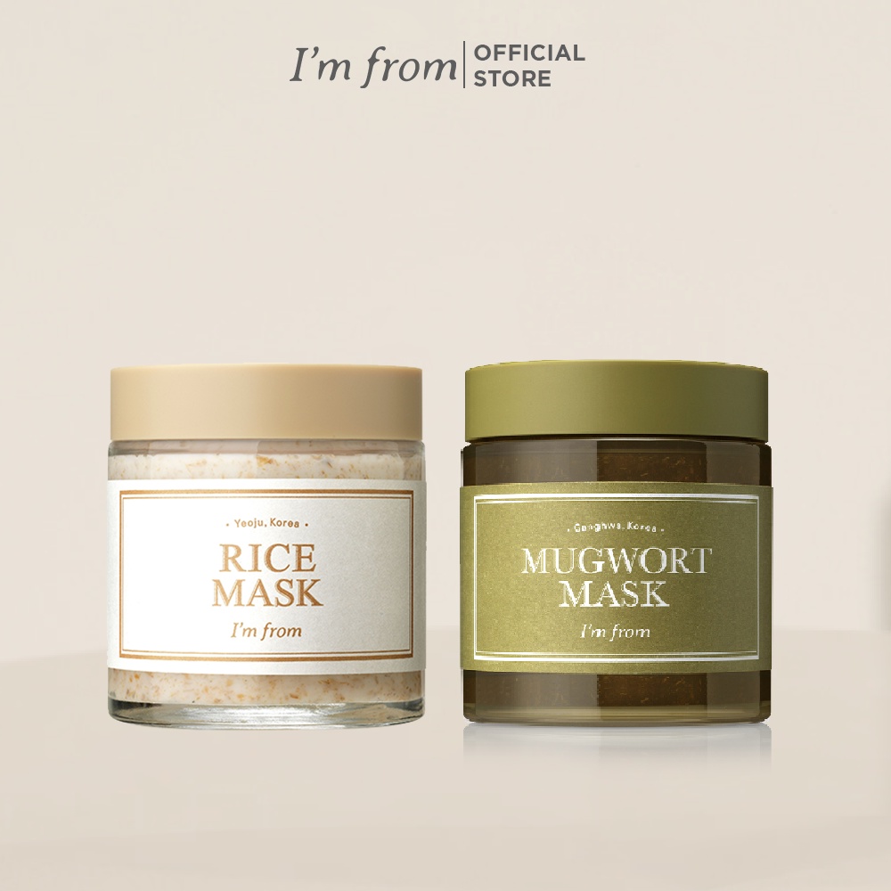 Combo Mặt nạ ngải cứu I'm From Mugwort Mask 110g+Mặt nạ chiết xuất gạo I'm From 110g