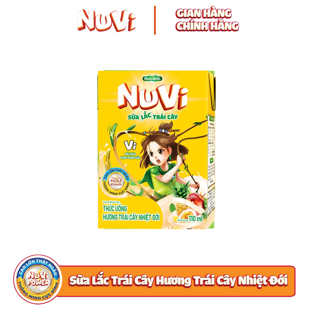 Thùng 48 hộp sữa Nutifood NuVi TU hương Trái Cây Nhiệt Đới SLTC hộp 110ml