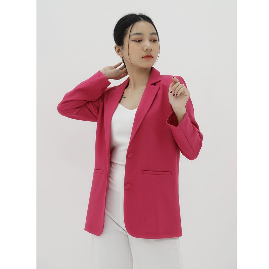 Áo vest blazer nữ KHÀN màu hồng đậm áo khoác công sở tay dài 1 lớp phong cách Hàn Quốc | BigBuy360 - bigbuy360.vn