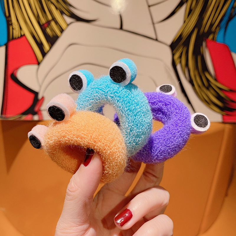 Dây buộc tóc co giãn dày dặn không đường may hình chú ếch nhỏ xinh xắn cho nữ