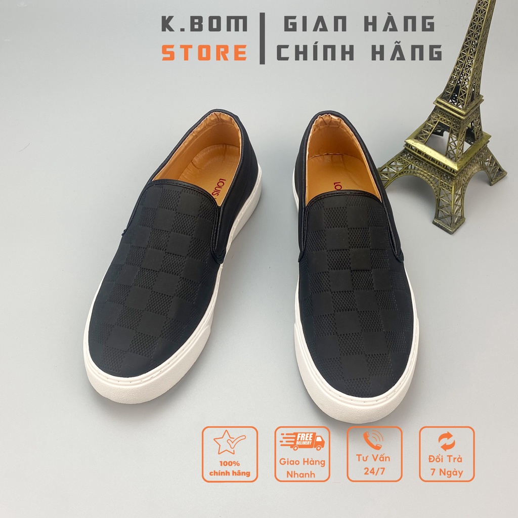 Giày Lười Nam Slipon  LV - Giày Nam Đẹp In hoạ tiết