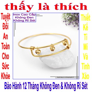 Kiềng vòng tay nữ inox Thấy Là Thích kiểu 3 chuông - Tự thu nhỏ theo cổ tay - Cam kết 1 đổi 1 nếu hoen, gỉ sét