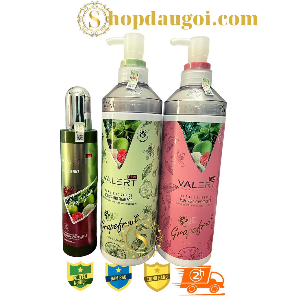 Dầu Gội Bưởi Dầu Xả Bưởi Grapefruit Valert Phục Hồi Tóc Giảm Rụng Tóc Kích Mọc Tóc 850ML * 2 Chính Hãng