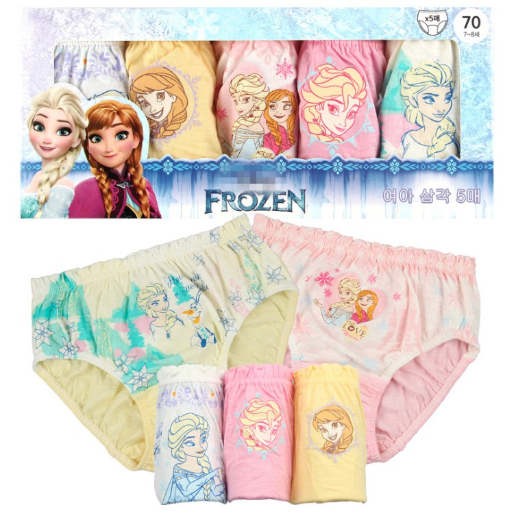 Set 5 quần lót bé gái Hàn Quốc 100% vải cotton thoáng mát, an toàn cho sức khỏe của bé mẫu Công Chúa Elsa Frozen