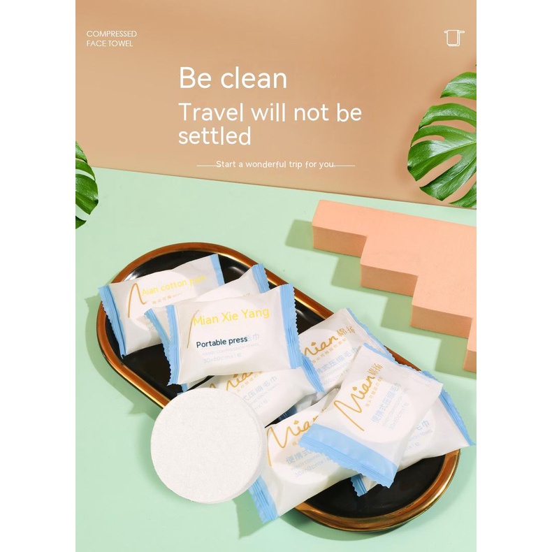 Khăn Nén Cotton Tinh Khiết Dày Dặn Dùng Một Lần Để Lau Mặt