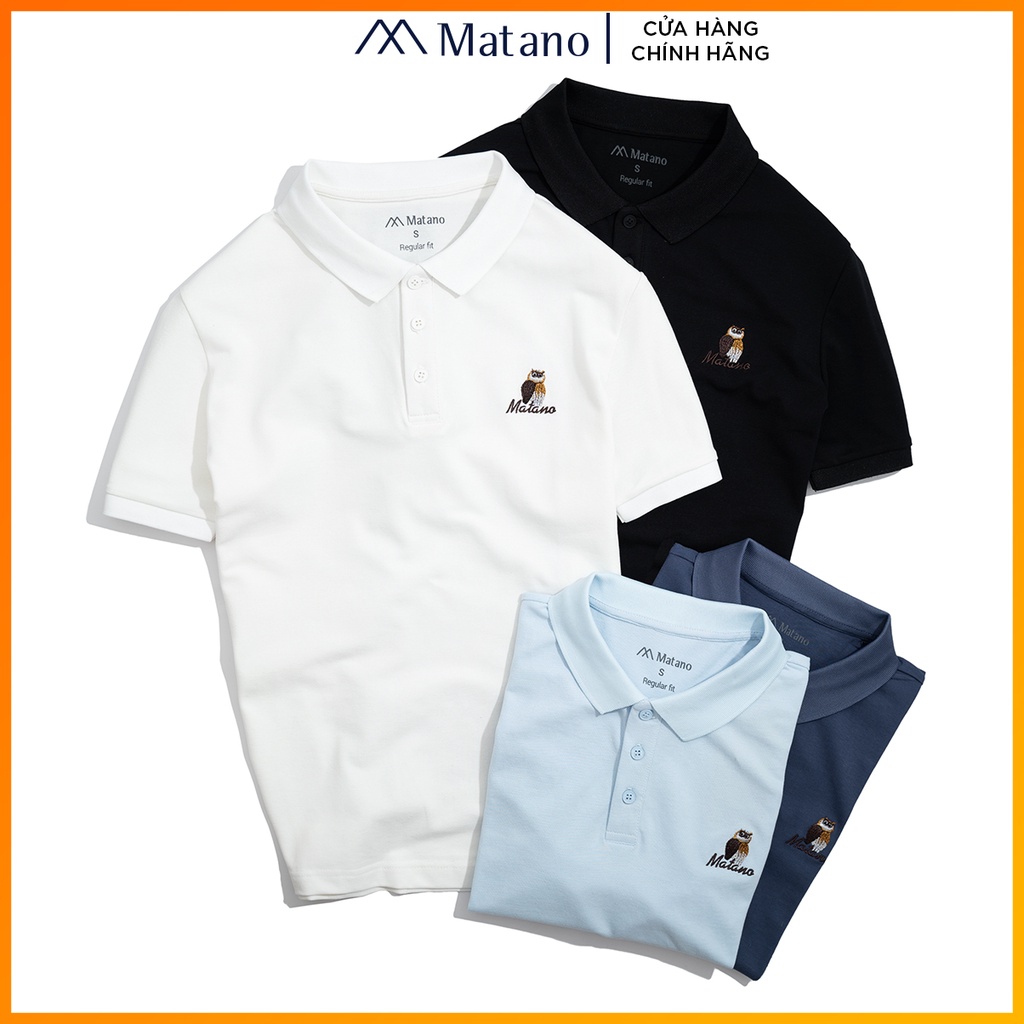 Áo thun polo nam cá sấu MATANO - Áo phông nam có cổ trụ bẻ, vải cotton cao cấp chính hãng, thêu họa tiết chim đẹp 027