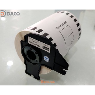 Nhãn giấy DK-22243 102mmx30.48m  dài liên tục Chữ Đen Nền Trắng