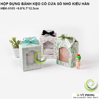 HỘP GIẤY ĐỰNG BÁNH KẸO CÓ CỬA SỔ NHỎ THẮT NƠ PHONG CÁCH HÀN QUỐC ĐỰNG QUÀ TẶNG HBK-0105