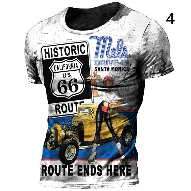 Áo Thun Thể Thao Tay Ngắn Cổ Tròn In Họa Tiết 3D Phong Cách Vintage Thời Trang Mùa Hè Cho Nam Size XXS ~ 6XL
