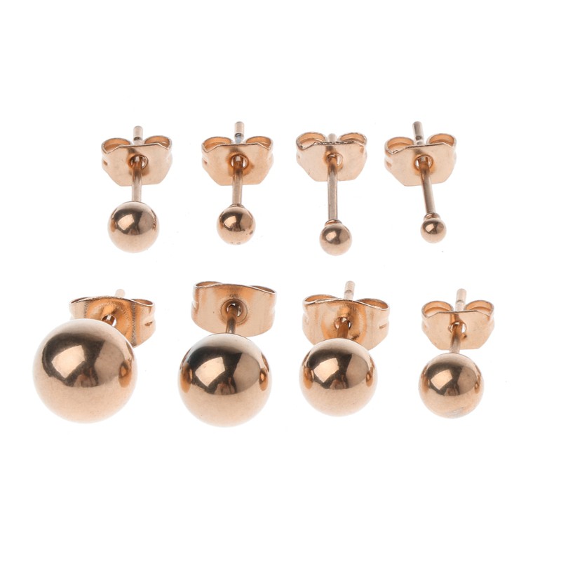 Bộ Khuyên Tai 8 Chiếc Thời Trang Bằng Thép Không Gỉ Hình tròn Nhiều Kích Thước Cho Nữ