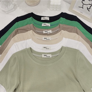 Áo pull trơn basic dáng ôm, áo thun co dãn cổ tròn phong cách hàn quốc march.clothes